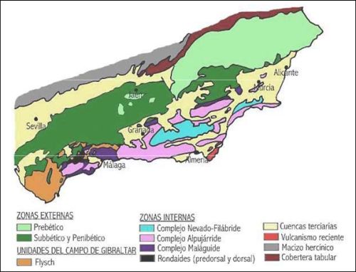Mapa geológico general de las cordilleras Béticas