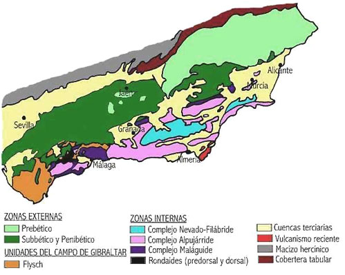 Mapa geológico general de las Cordilleras Béticas