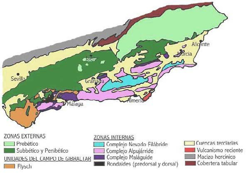 Mapa geológico general de las Cordilleras Béticas