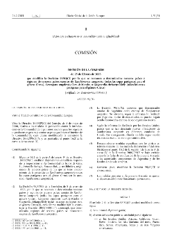 Decisión de la Comisión de 25 de febrero de 2003, que modifica la Decisión 98/83/CE