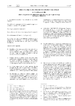 Directiva 2006/7/CEE del Parlamento Europeo y del Consejo, de 15 de febrero de 2006 que deroga la Directiva 76/160/CEE
